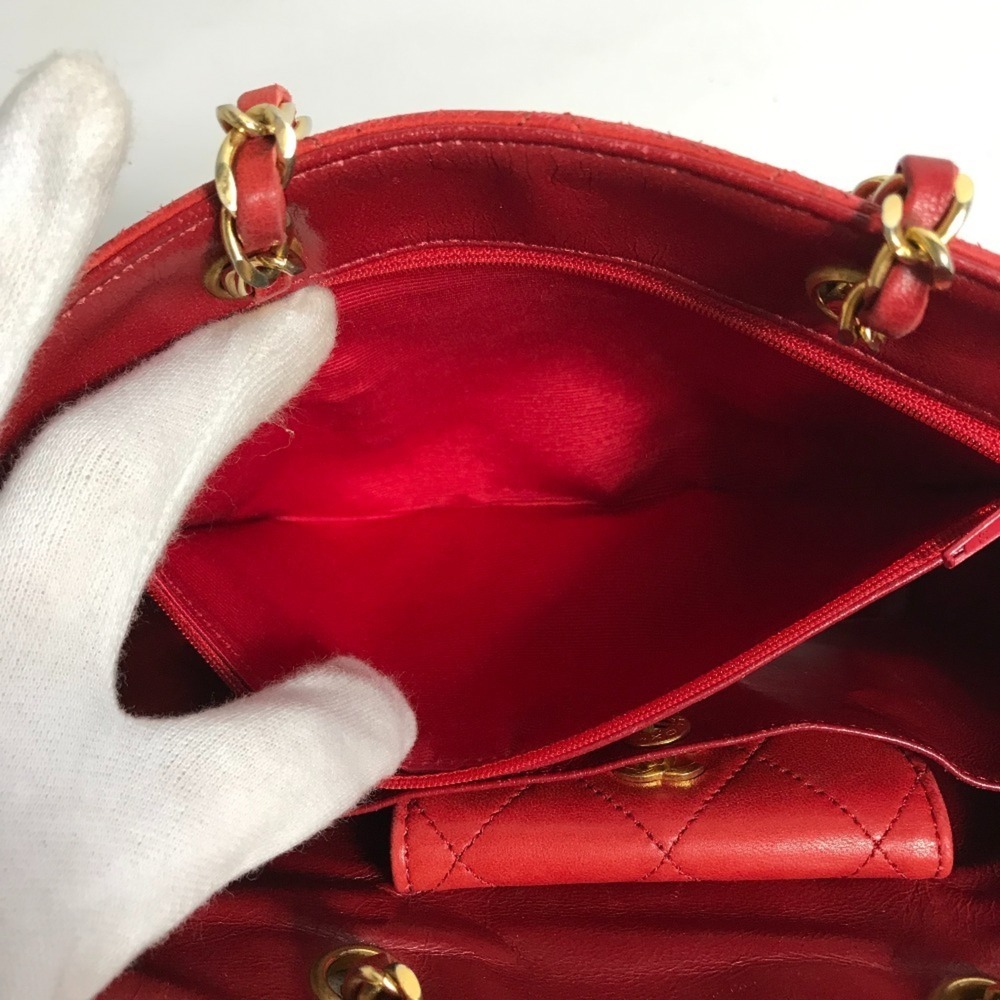 CHANEL Vintage Red Lambskin Leather Shoulder Bag - Picture 12 of 12